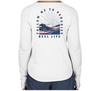 Reel Life Sun Protection Long Sleeve Fishing Shirt UPF 50+White 2XL New